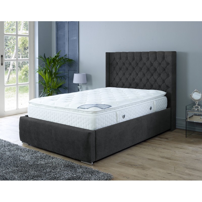 Nylasor Naples Black Buttoned Headboard 3ft Ottoman Bed